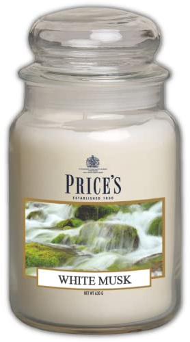 Price's Große Duftkerze im Glas mit weißem Moschus, süßer, köstlicher, hochwertiger Duft, langanhaltender Duft, bis zu 150 Stunden Brenndauer