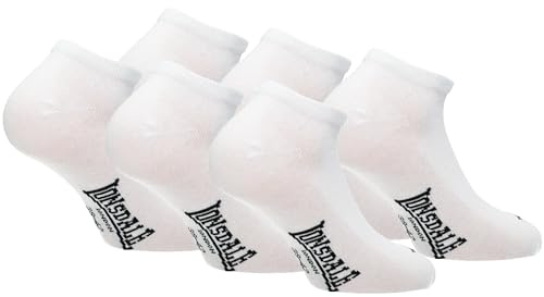 Lonsdale Sneaker 6 Paia di calzini alla caviglia, ottima qualità di cotone (Bianco, 43-46)