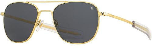 AO Original Pilot Sunglasses - Gold - True Color Gray SkyMaster Glass Lenses - Bayonet Temple - 52-20-140