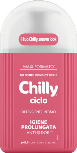 Chilly, Detergente Intimo Ciclo, Azione di igiene prolungata, con Complesso Anti-Odor, Igiene Intima, Con agenti dalle proprietà antibatteriche e anti-odore, pH 3.5, Clinicamente Testato - 300 ml