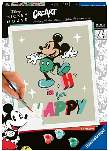 Ravensburger CreArt 20129 - H is for Happy - Disney Malen nach Zahlen Erwachsene, DIY Malset mit Pinsel und Acrylfarben, Geschenk für Frauen und Männer, Malen für Erwachsene