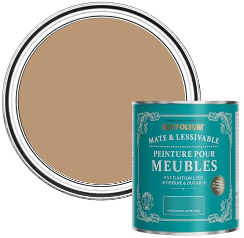 Rust-Oleum orange Möbelfarbe mit Matt-Finish, geruchsarm und wasserbasiert für Innenholz - Lehm 750ML