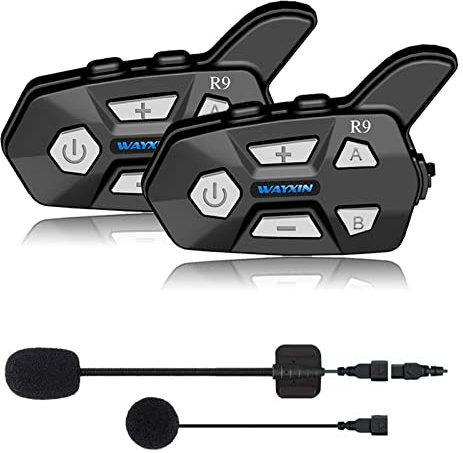 Interfono Bluetooth Per Casco Da Motociclista Interfono Per Motocicletta Wireless Full Duplex 1500M Collega Fino A 6 Motociclisti Per Sci E Arrampicata in Moto,1 pack