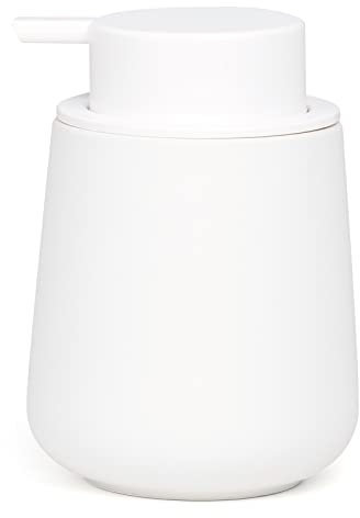 UMLACA Seifenspender Weiss,Wiederverwendbarer Nachfüllbarer Spülmittelspender Keramik Klein 350ml,Geeignet für Spülmittel,Waschmittel,Schaum,Shampoo,Dusche,Bad,Küche(Gummierung)