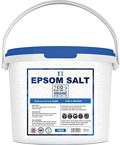 Epsom Salt 1KG Bucket Food Grade Magnesium Sulphate Bath Salts Epsom Salts Mined from Natural Deposits in Germany
