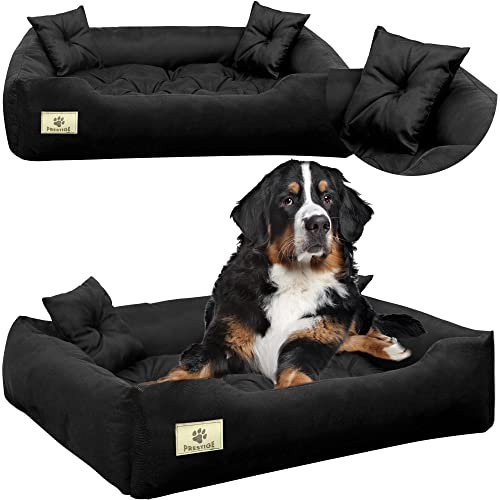 EDANTI Hundebett Hundekissen Katzenbett Tierbett Hundesofa Wasserdicht Grau/Schwarz für große mittelgroße & kleine Hunde (100x75, Schwarz)
