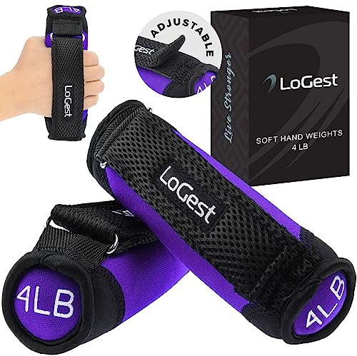 LoGest Weiche Handgewichte, verstellbare Gurte – erhältlich in 0,5 kg Gewichten oder 0,9 kg oder 1,4 kg 1,8 kg – bequeme und sichere gewichtete Neopren-Hanteln mit Riemen für Walking, Laufen, Cardio