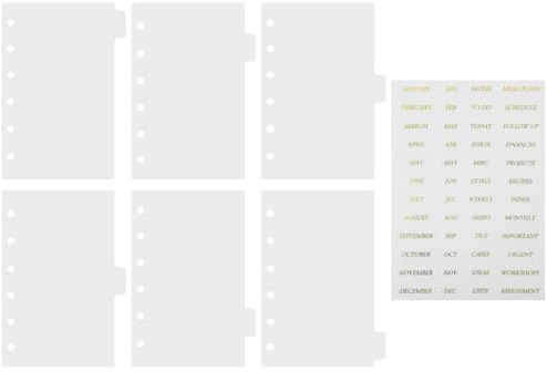 MAGICLULU Transparente 6-Ringe Bindemittelteiler Mit Goldstempelaufklebern Trennblätter Für Ringbuch A7 Einsteckbare Registerkarten Für Büroorganisation Planer Und Notizbücher
