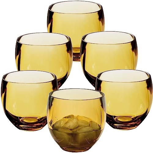 Hummelladen Lot de 6 verres de camping en acrylique - 400 ml - Marron - Sans pied - Verre acrylique - Verre à eau - Pour camping, jardin, pique-nique, enfants, personnes âgées, coktail