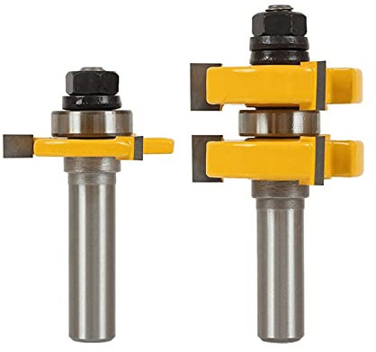 Coffret de mèches de toupie pour rails et montants Lot de 2 fraises à rainure et languette, tige 1/2 Tige de 12 mm Jeu de fraises à rainure et languette Grand stock de fraise à bois (Diamètre du tran