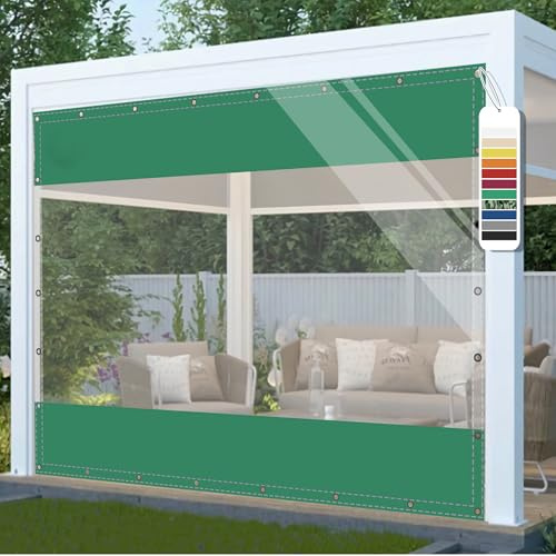 AMXFS Telone di copertura trasparente con occhielli, impermeabile,1m*1m | 0,55mm, in PVC 560 g/m², resistente alle intemperie, per gazebo, balcone, mobili da giardino Verde Senza Cerniera