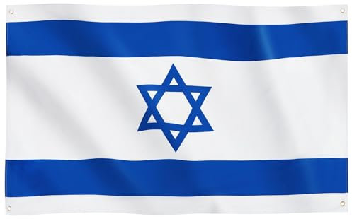 Runesol Flag of Israel, 3 x 5 inches, Celebrate Eurovision 2024, 4 Eyelets, White with Blue Israeli Star of David Celebrate Independence Day, Yom Ha'atzmaut, Outdoor and Indoor Use