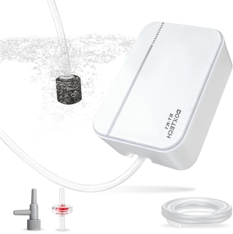 boxtech Pompa ad aria per acquario, 5 Watt, pompa per ossigeno regolabile, 2 prese d'aria. Pompa a membrana regolabile, pompa per pesci per acquari