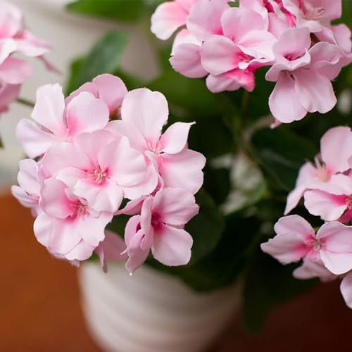 BLSYHDH Künstliche Geranien, Seidenblumen für Hochzeitsdekoration, Künstliche Blumen, Widerstandsfähige Gartenpflanzen für Den Außenbereich, Veranda, Hochzeit, Heimdekoration für(#pink)