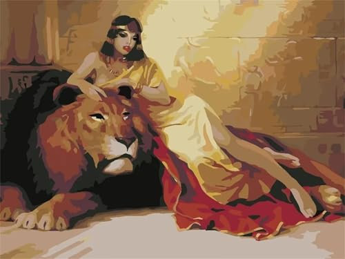 Prinzessin Ägypten Malen nach Zahlen Erwachsene DIY Handgemalt Ölgemälde Malerei auf Leinwand Kinder Anfänger Malsets mit Pinseln Acrylic Paint by Numbers Kits Haus Wand Decor 30x40cm,ohne Rahmen