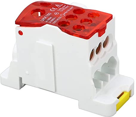 LOCADENCE 690V 160A Klemmenleistenblöcke, Flammhemmender DIN Schienen Klemmenverteilerkasten, Stromanschlusskasten für Verteilerschränke, Verteilerkästen (Red)
