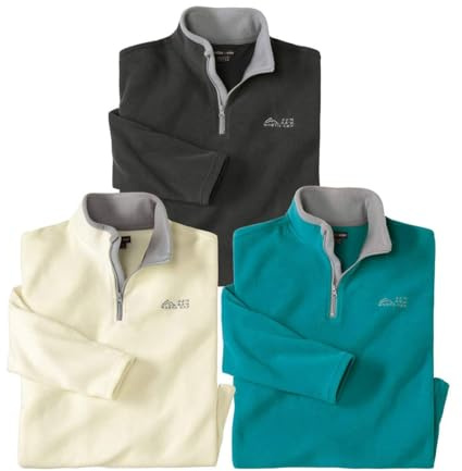 ATLAS FOR MEN - 3er-Pack Microfleece-Pullover - Verfügbar in großen Größen von M bis 5XL