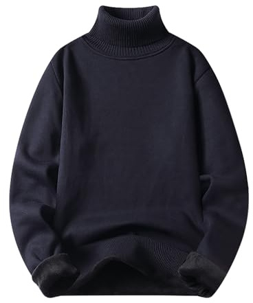 Générique Homme Pull Col Roulé Basique Slim Fit Hiver Polaire Manches Longues Chaud Sweat Pullover
