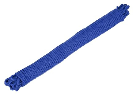 Rebower 1 Pcs Blue Nylon Rope 1/4x98ft Solid Braided Cord Polypropylene Rope Utility Cord,[for Camping, Tie Down, Securing, Mooring Lines,Indoor & Outdoor Use]
