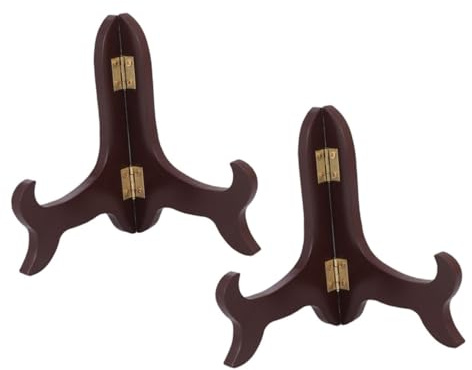 Cabilock 2pcs Plate Display Stands Wood Plate Holders for Display 5-inch Classic Size 10-15cm Diameter Decorative Photo Picture for Home Tabletop