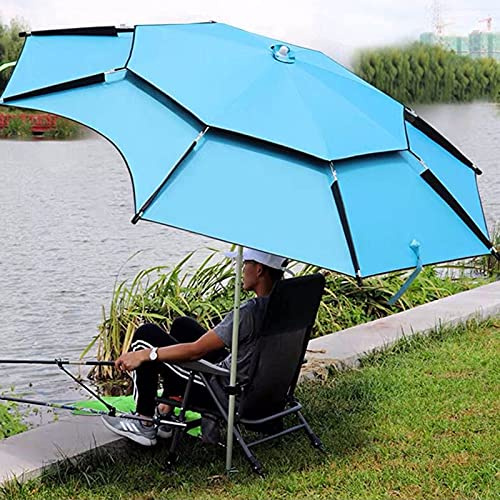 Parasol de pêche résistant au vent avec fonction inclinable, sac de transport inclus, idéal pour la plage et la piscine, disponible en bleu, vert et orange