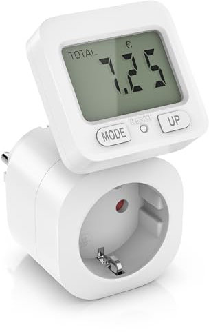 CSL - Energiekostenmessgerät Steckdose – schwenkbares Display - Strommessgerät – Stromzähler für die Steckdose – Steckdosen-Stromverbrauchsmesser – Überlastanzeige – Strommesser bis zu 3680 Watt