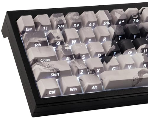 PBT 135 tangenter grå magpie-tangenter, tryckta sido-Shine Through Dye-sublimering Cherry Profile Custom Keycap för Cherry MX-switch ANSI & ISO-layout mekaniska tangentbord