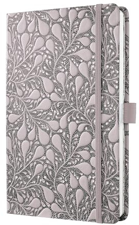 Sigel Notizbuch Jolie A5 liniert Tagebuch Schwarz Rosé Hardcover | JN361, Gummiband, Stifteschlaufe, Einstecktasche, vegan, nachhaltiges Papier