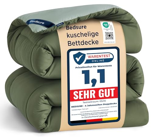 BEDSURE Bettdecke Ohne Bezug 135x200 - Bettdecke mit Integriertem Bezug | Bettdecke 135x200 für Allergiker Waschbare 4 Jahreszeiten Bettdecken Oeko-TEX Ganzjahresdecke Warm & Gemütlich, Bronzegrün