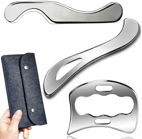 Robulove 3 in 1Stainless Steel Gua Sha Massage Tool, Professional Soft Tissue Scraper for Muscle Therapy(3pcs)