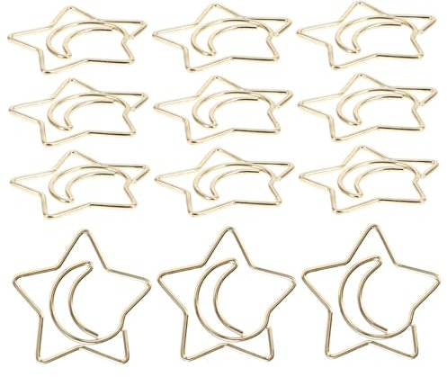 COOPHYA 60st Stern- Und Mond-büroklammer Büroklammern Falten Dateinotizclips Korkplatte Heftklammern Jumbo Miniklammern Für Papier Notizen Planke Schnappen Heringe Eisen Golden