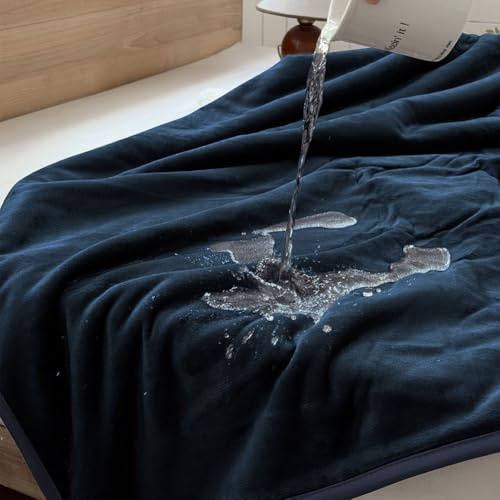 NSNLGSGC Coperta impermeabile per letto singolo, per coppie, in flanella impermeabile, fino a 1700 g (blu navy, 127 x 152 cm)