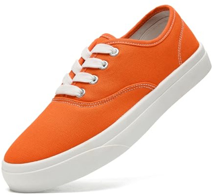 sharllen Donne Canvas Scarpe Donne Basso Top Sneakers Unisex Classic Lace Up Trainers per Gli Uomini Canvas Plimsolls Pompe Scarpe da Tennis Casual(Orange 290)