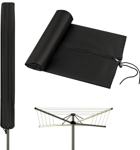 CPENG Wäschespinne Schutzhülle 160x15x15cm – 210D Oxford Abdeckung wäschespinne | Wasser - und Winddichte | Winterfest & UV-beständig | mit Reißverschluss & Kordelzug, Kleine Sonnenschirm Schutzhülle