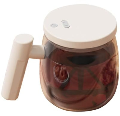 JNJOOD Self Stirring Coffee Mug Glass Self Stirring Travel Coffee Cup 400ML USB Charging Mixing Cup for Mix Coffee,Milk Khaki