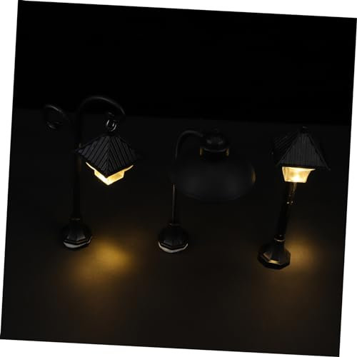 Yardwe 3pezzi Mini Lampada Paesaggio Simulata Lampione Ornamento Miniatura Accessorio Casa Mini Mobili Scene Miniatura Decorazione Luminosa Paesaggio