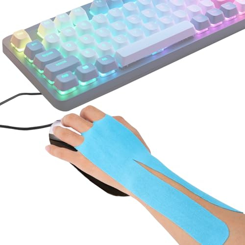 lasuroa 10stk Vorgeschnittenes Kinesiologie Band für Hände, Atmungsaktives Latexfreies Sporttape Wasserdicht Elastisches Athletisches Zubehör für Handgelenk Hände (Blau)