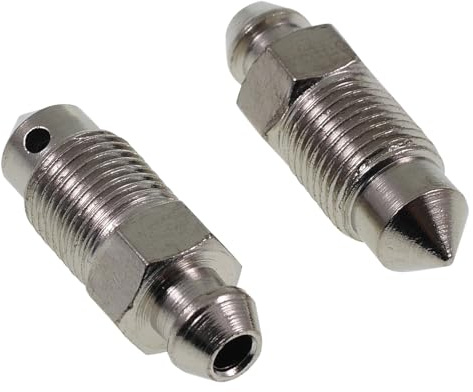2EXTREME Entlüfterschrauben für AJP Bremssattel M10x1, 27mm, 2 Stk., silber | Set mit 2 Entlüfterschrauben aus Metall; Schlüsselweite 10mm, kompatibel mit Universalmotorrädern, für AJP Bremssattel