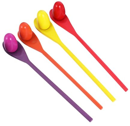 Milisten 4set Egg Balance Game with Wooden Spoons Outdoor Relay Race Toy for Boy Girl and Adults Fun Balancing Game for Family Parties and Group Activities