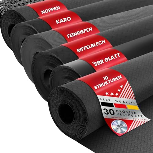 Floordirekt Tapis en caoutchouc au mètre - Chemin de table multi-structures - Tapis antidérapant - Revêtement de sol | Tapis en caoutchouc anneau (100x550 cm, 23 mm)
