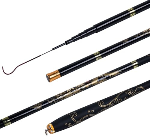 CañA De Pescar TelescóPica Mini Fishing Rod Carbon Fiber 1.8m-3.6m Hand Pole Ultralight Stream Telescopic Freshwater Fishing Rod For Carp Fishing para Pesca En Agua Dulce Y Mar(2.4m)