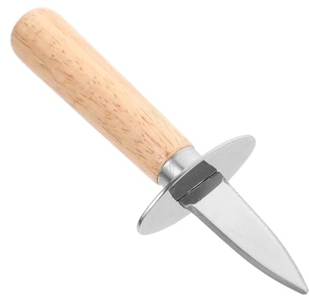 Ipetboom Ouvre-Huîtres en Acier Inoxydable Manche en Bois, pour Huîtres et Palourdes, Prise Confortable, Barbecue et Dîner