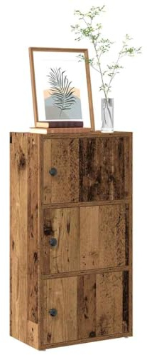 HETFTJN Bücherregal Altholz 40x24x77 cm Holzwerkstoff Schrank mit Tür Stauraum für Bücher Zeitschriften Organisiert & Stilvoll für Wohnzimmer Büro