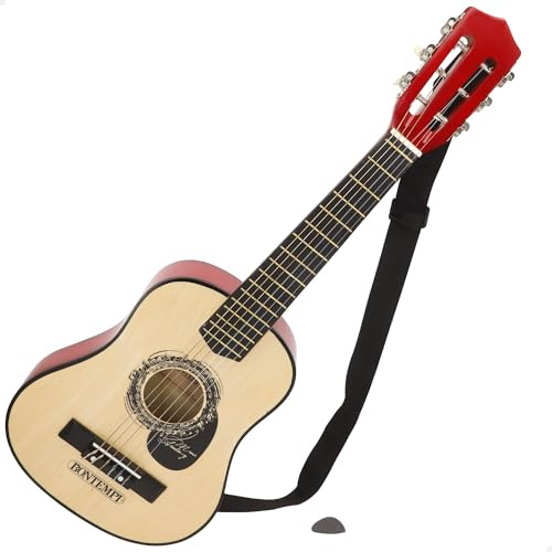 COLORBABY Bontempi Guitarra clásica de Madera 75 cm con Correa, 6 Cuerdas funcionales, Diseño Tradicional, Cuerpo Brillante, Ligera y manejable, para iniciarse en la música a Partir de 5 años (39231)