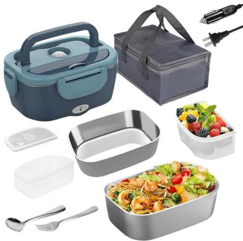 Contenitore per il pranzo riscaldato, 12 V, elettrico, senza fili, riscaldatore termico per alimenti, per donne, uomini, adulti, per picnic, viaggi, viaggi su strada, campeggio