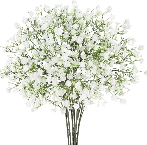 N&T NIETING Künstliche Blumen 6 Stück Schleierkraut Künstlich Gypsophila Fake Deko Blumen für DIY Hochzeit Party Tisch Centerpieces Blumenarrangements Party Büro Zuhause Dekoration(Weiß)