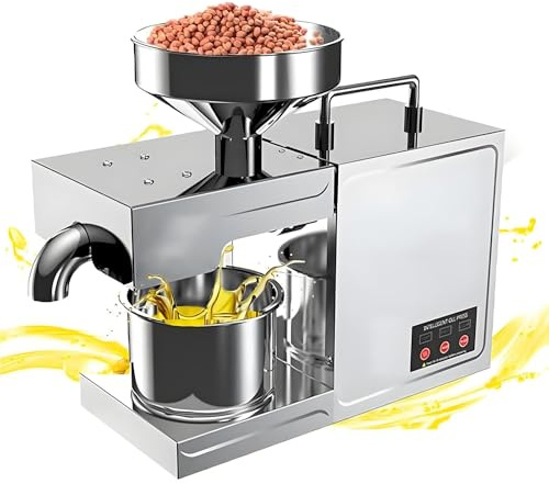 HaiZethonic Prensa Aceite Esencial,Semillas Oliva, Máquina Prensado Aceite Semilla Colza,Extractor Acero Inoxidable, Prensa De Aceite Eléctrica,Máquina Automática De Prensa De Aceite