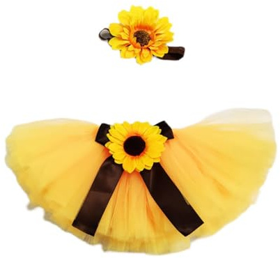 Photo Clothes Girl Sunflowers Headband Bowknot Skirt Outfit Newborns Photography Props Clothing Infant Supply Breathable Baby Dress