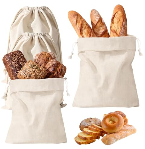 Zippicks Brotbeutel Leinen 4er Set, Leinen Brotbeutel 30 x 40 cm | Brotbeutels Aufbewahrung Frischhalten, Bread Bag, Brotsack Wiederverwendbare für Brotaufbewahrung und Frischhalten