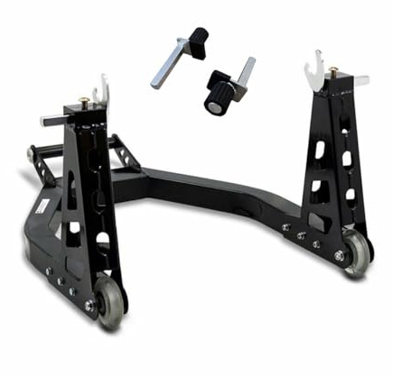 Cavalletto Alzamoto Posteriore in Alluminio con Supporti a Forchetta e supporti in gomma - Alza Moto Regolabile